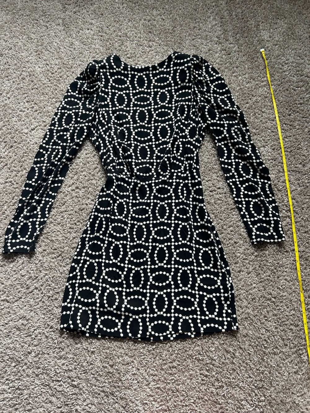 Black and White Geometric Dot Midi Dress